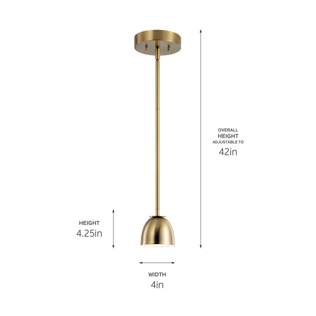 KICHLER 52419BNBLED Baland 4" 1 Light Mini Pendant Brushed Natural Brass