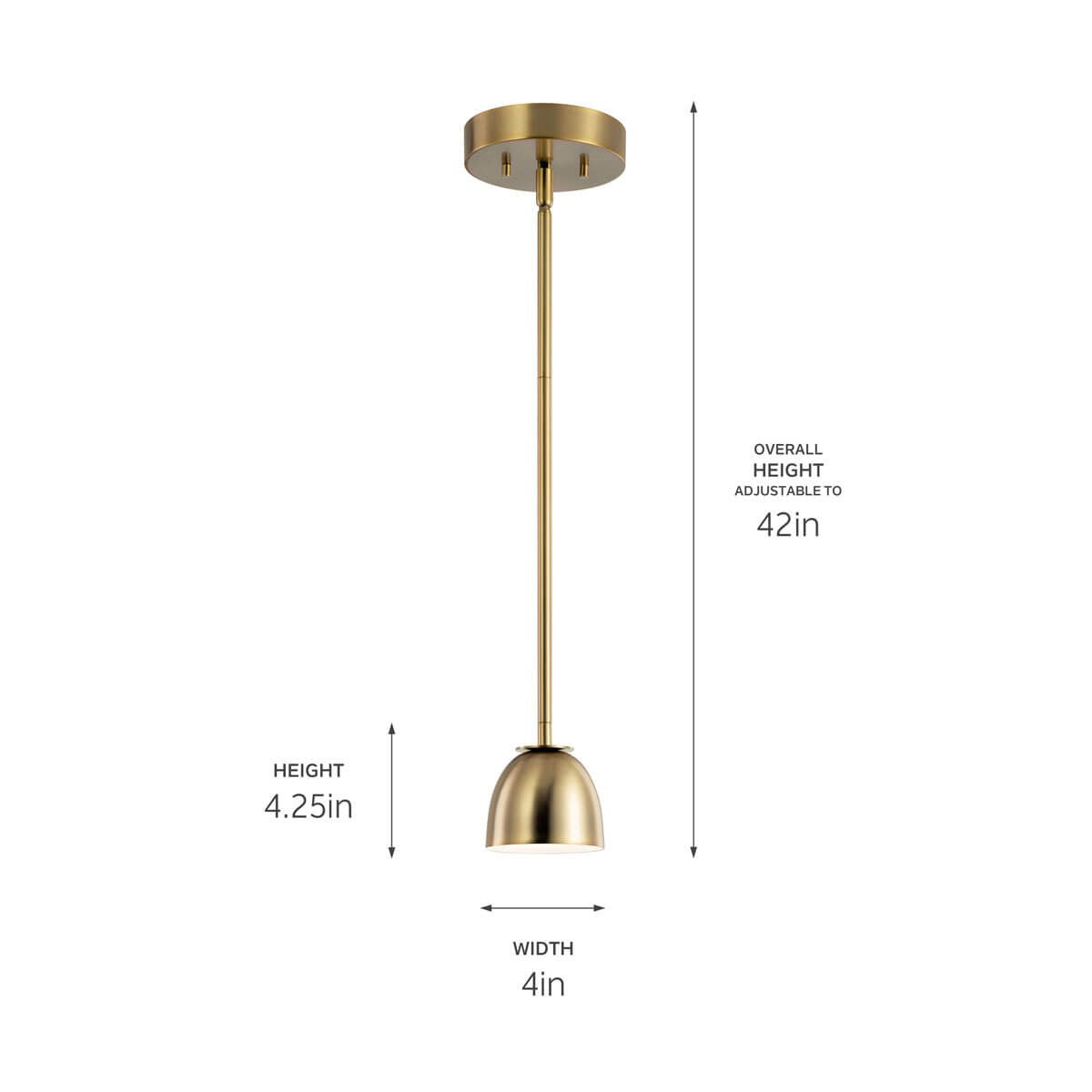 KICHLER 52419BNBLED Baland 4" 1 Light Mini Pendant Brushed Natural Brass