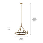 KICHLER 52420BNB Emmala 24 Inch 6 Light Chandelier In Brushed Natural Brass And Black