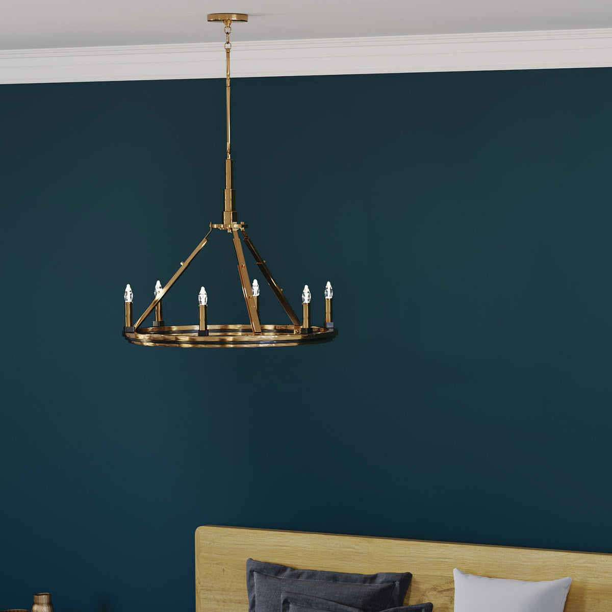 KICHLER 52420BNB Emmala 24 Inch 6 Light Chandelier In Brushed Natural Brass And Black