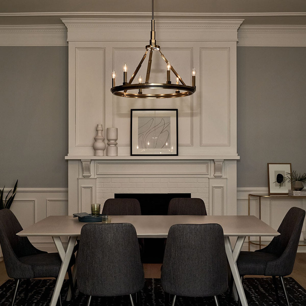 KICHLER 52420BNB Emmala 24 Inch 6 Light Chandelier In Brushed Natural Brass And Black