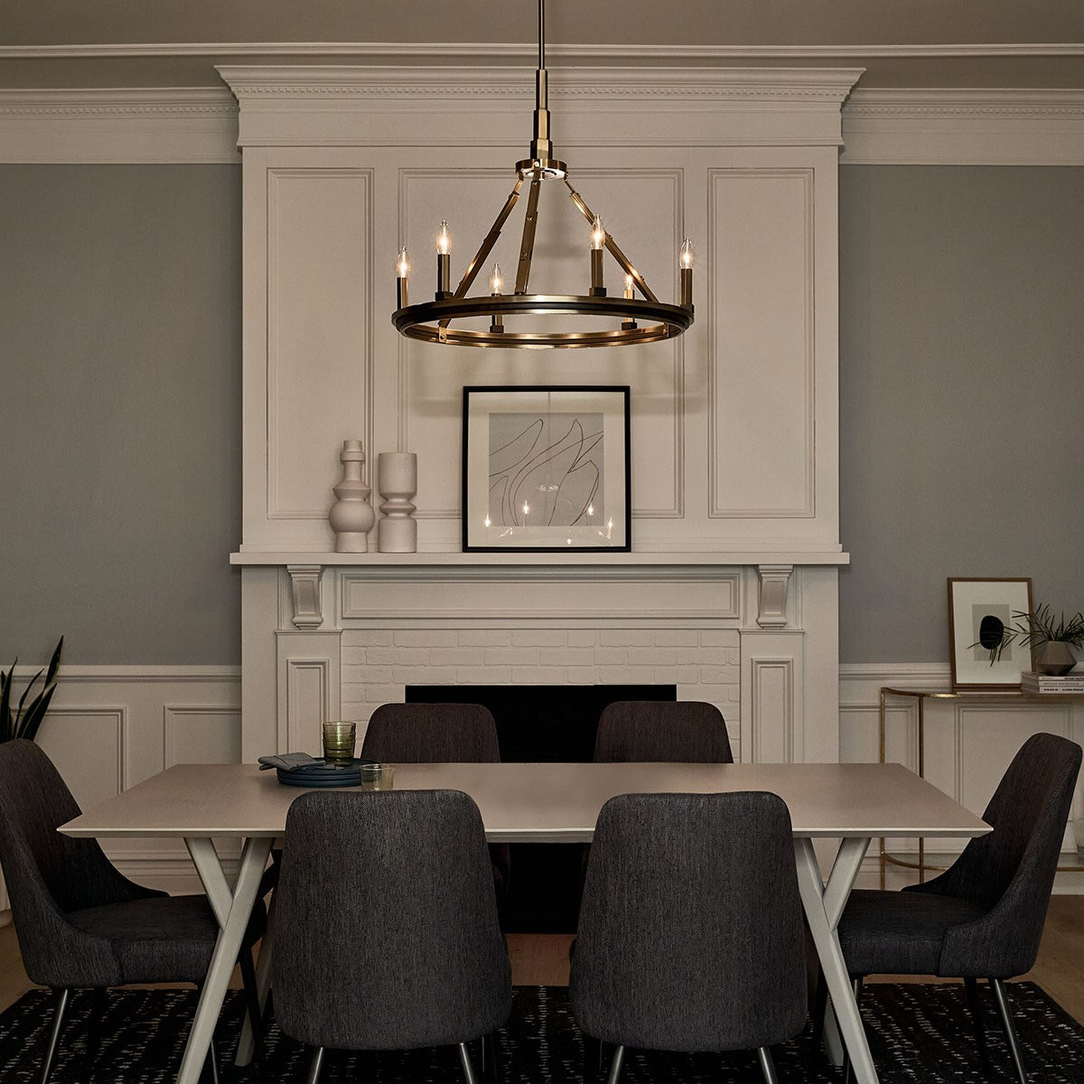 KICHLER 52420BNB Emmala 24 Inch 6 Light Chandelier In Brushed Natural Brass And Black
