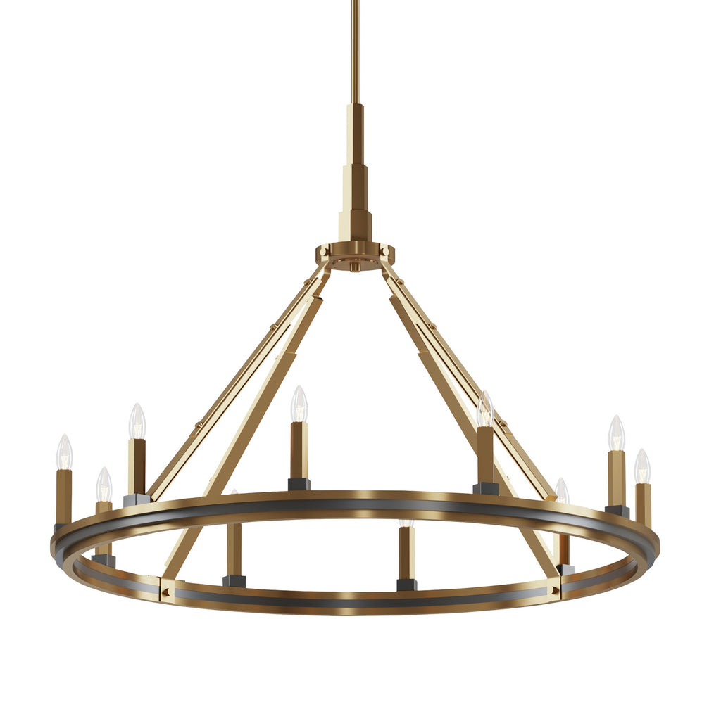 KICHLER 52421BNB Emmala 27.50 Inch 10 Light Chandelier In Brushed Natural Brass And Black