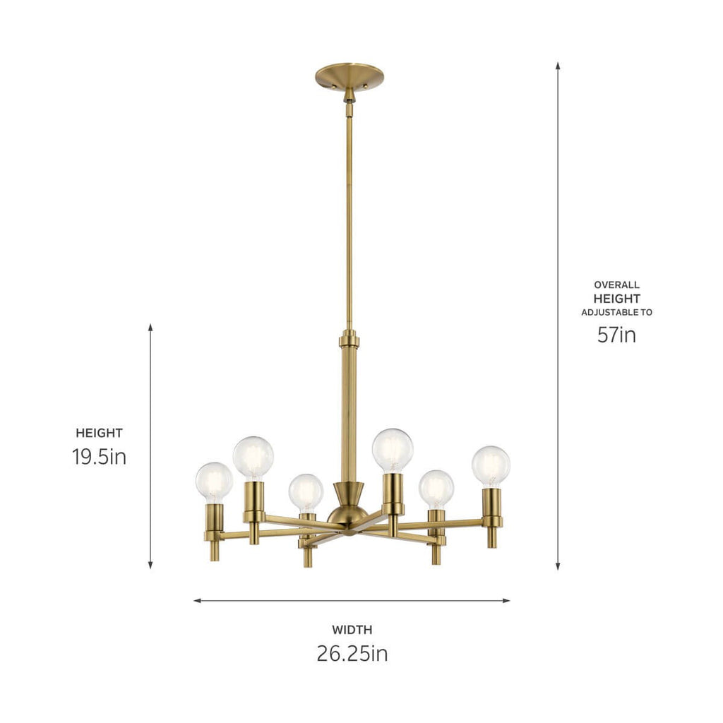 KICHLER 52424BNB Torvee 26" 6 Light Chandelier Brushed Natural Brass