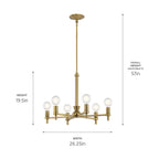 KICHLER 52424BNB Torvee 26" 6 Light Chandelier Brushed Natural Brass