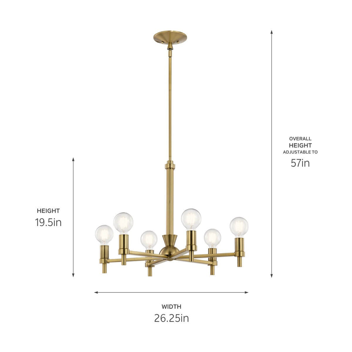 KICHLER 52424BNB Torvee 26" 6 Light Chandelier Brushed Natural Brass