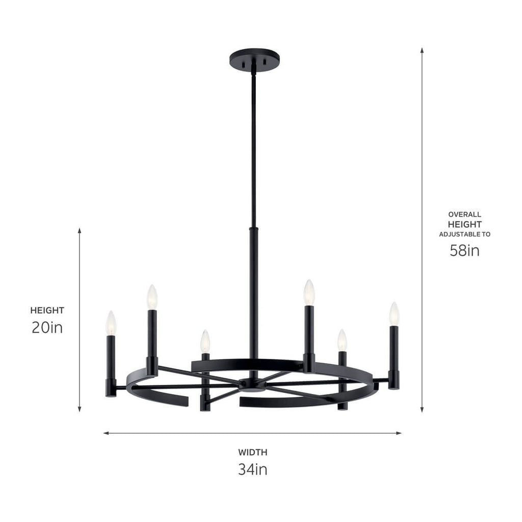 KICHLER 52427BK Tolani 6 Light Chandelier Black