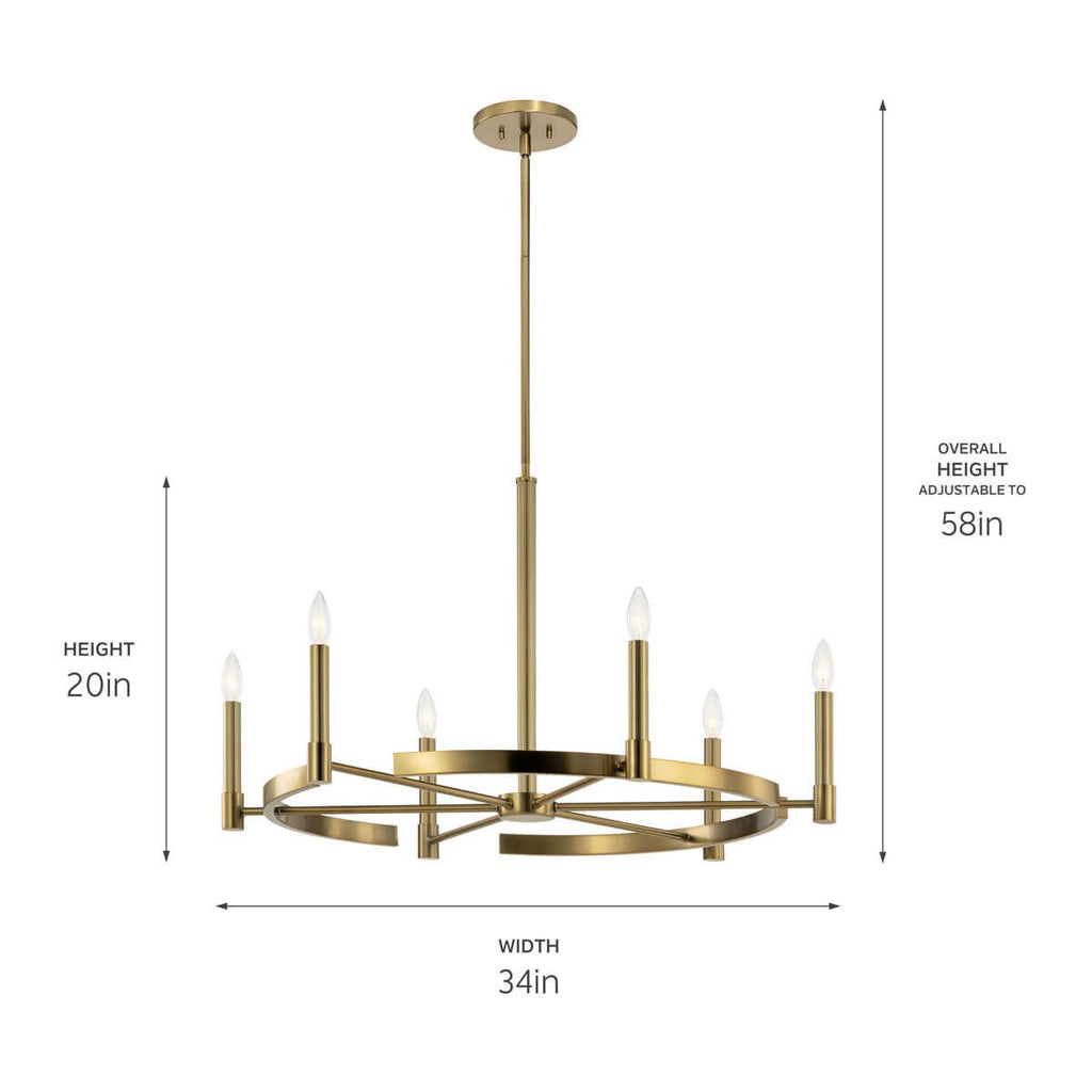 KICHLER 52427BNB Tolani 6 Light Chandelier Brushed Natural Brass