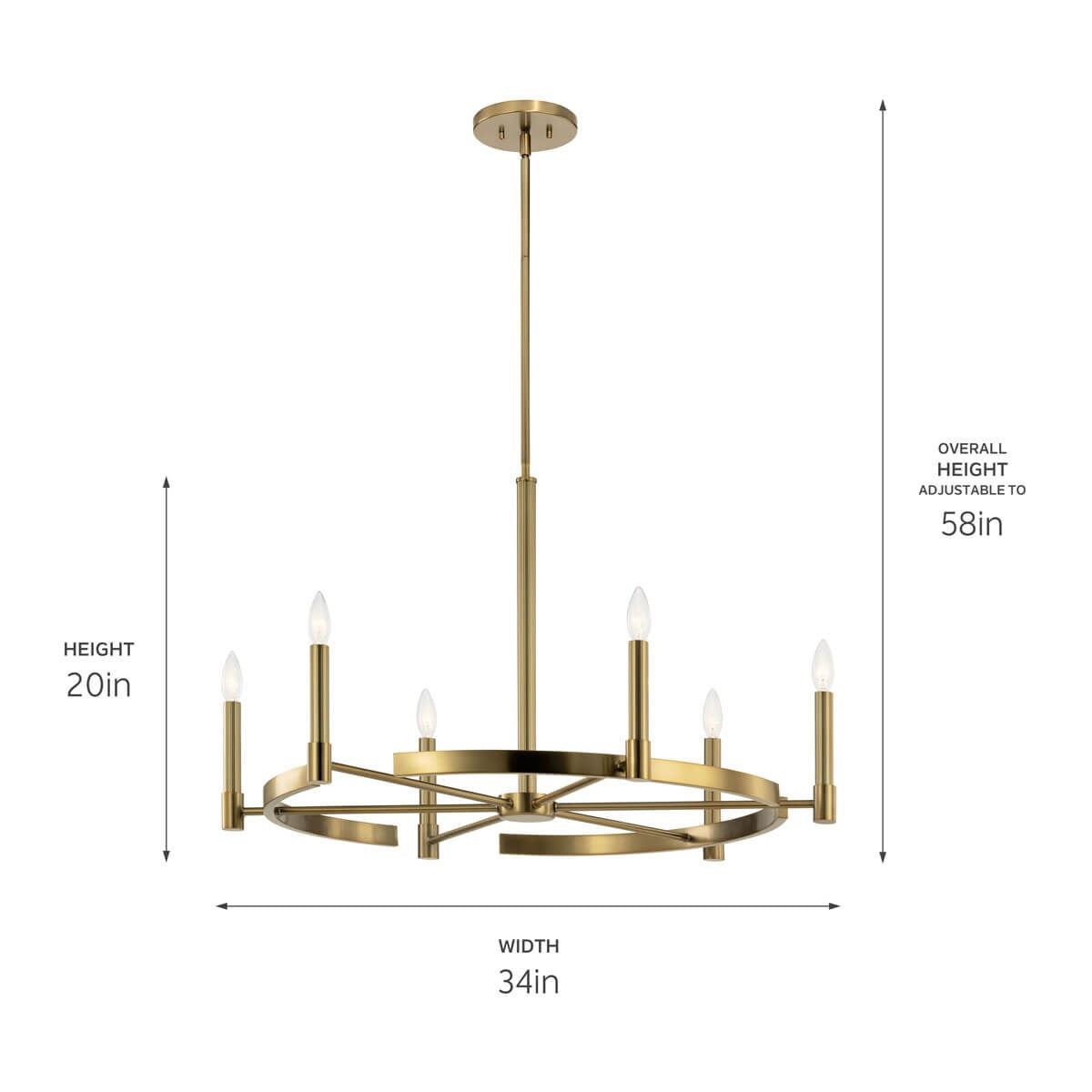 KICHLER 52427BNB Tolani 6 Light Chandelier Brushed Natural Brass