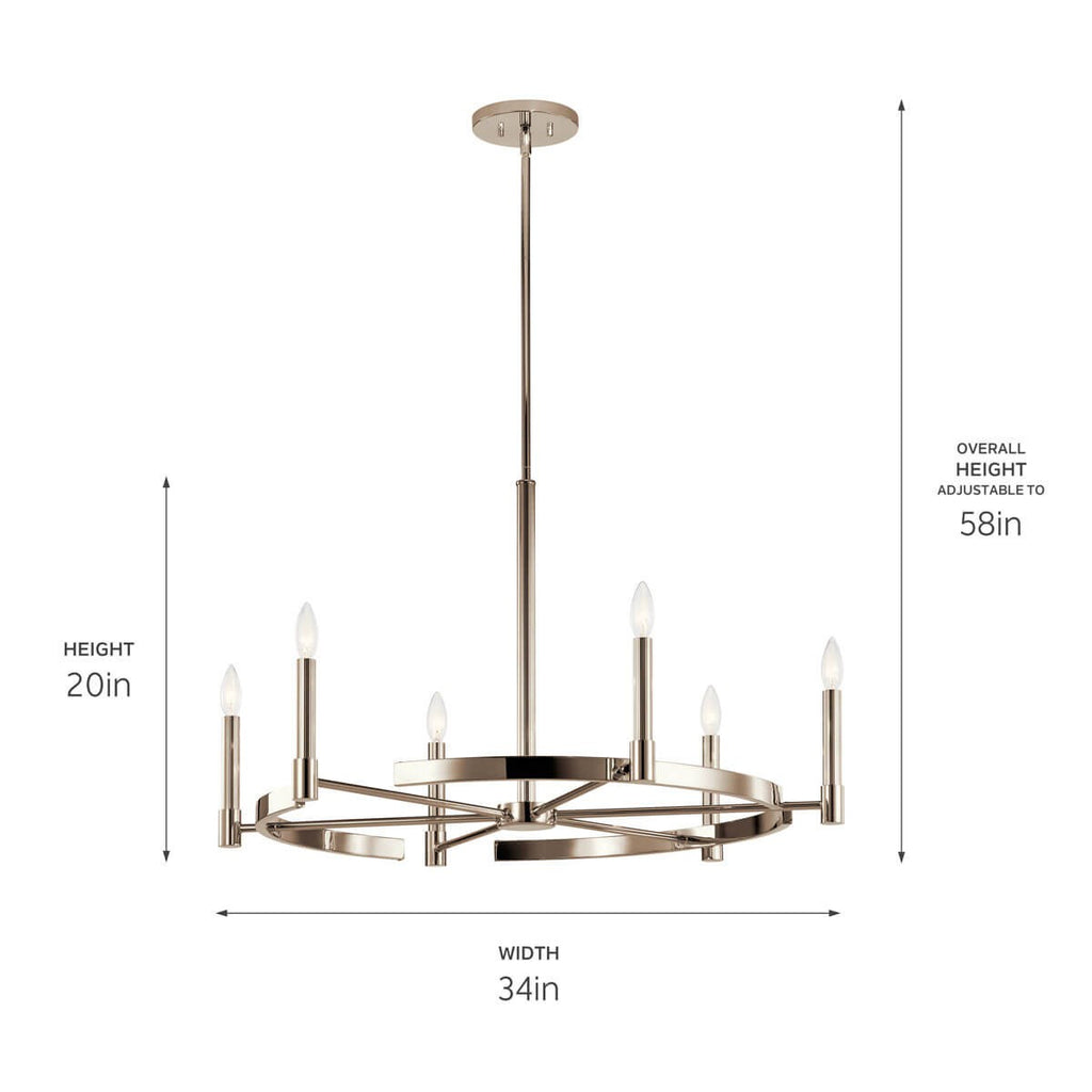KICHLER 52427PN Tolani 6 Light Chandelier Polished Nickel
