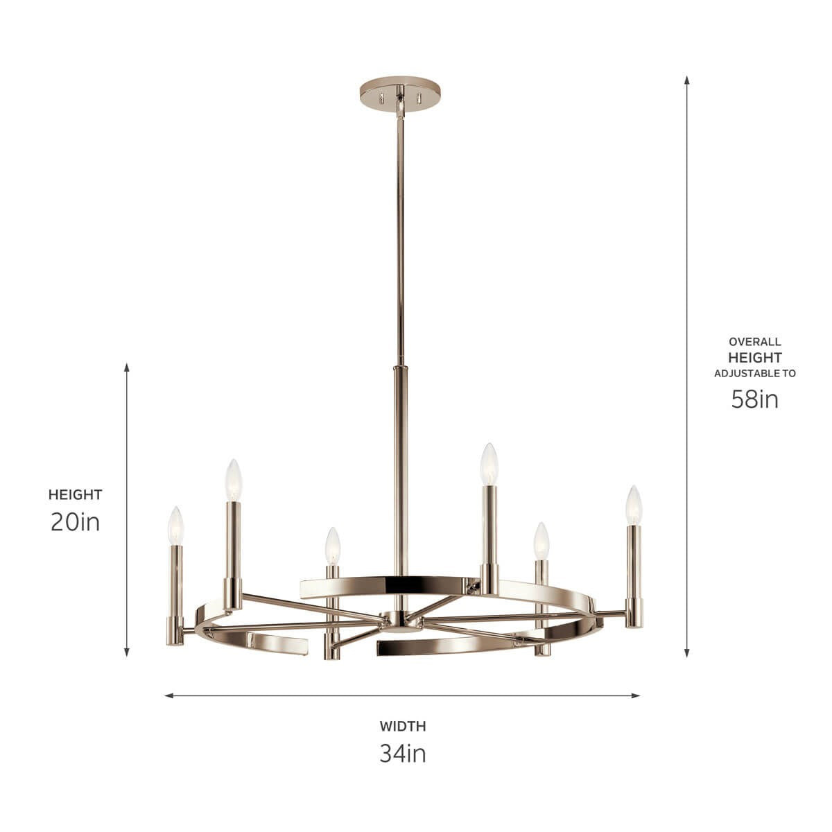 KICHLER 52427PN Tolani 6 Light Chandelier Polished Nickel