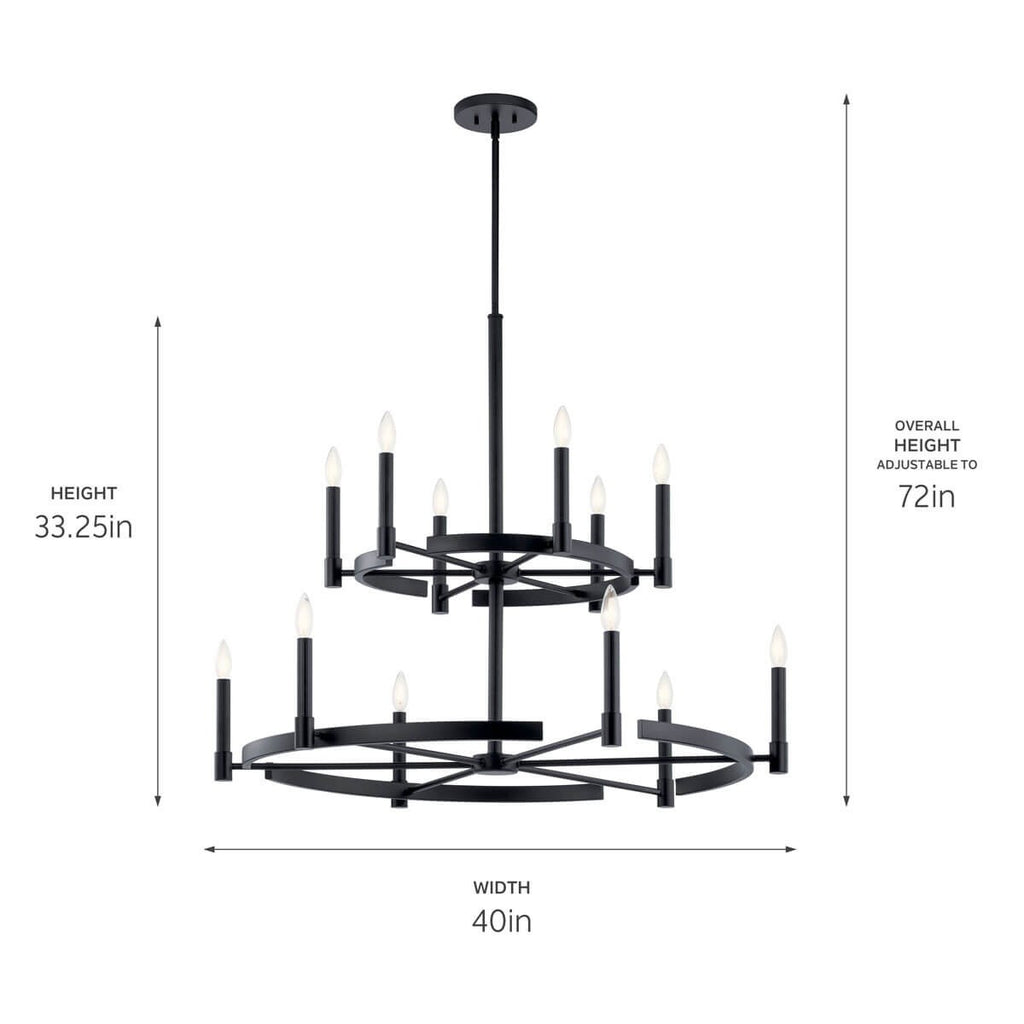 KICHLER 52428BK Tolani 12 Light Chandelier Black