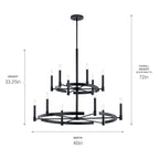 KICHLER 52428BK Tolani 12 Light Chandelier Black