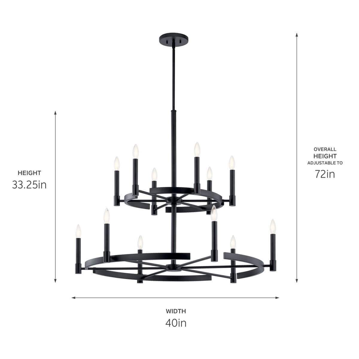 KICHLER 52428BK Tolani 12 Light Chandelier Black