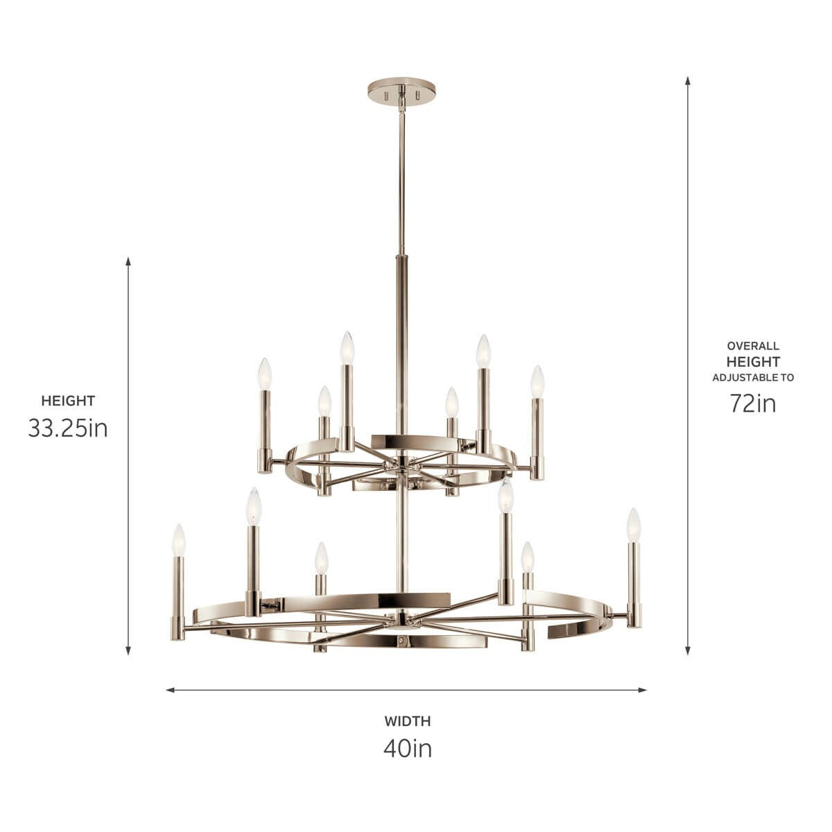 KICHLER 52428PN Tolani 12 Light Chandelier Polished Nickel
