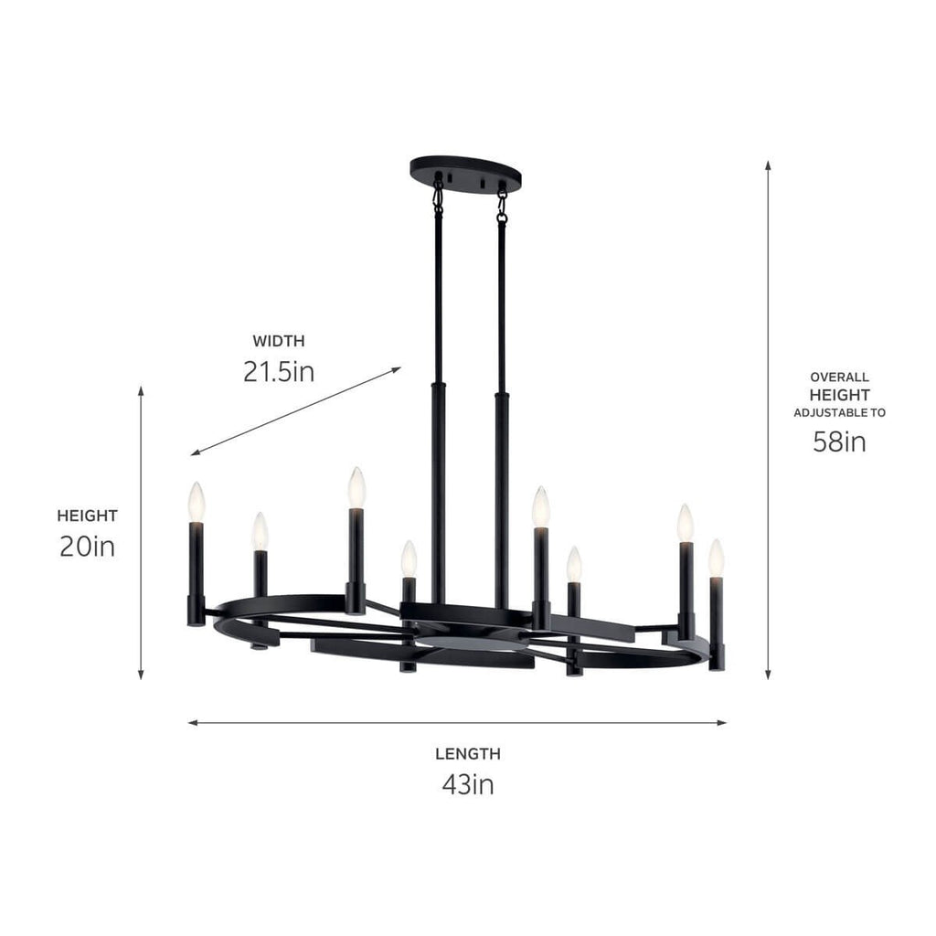 KICHLER 52429BK Tolani 8 Light Oval Chandelier Black
