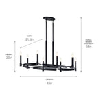 KICHLER 52429BK Tolani 8 Light Oval Chandelier Black