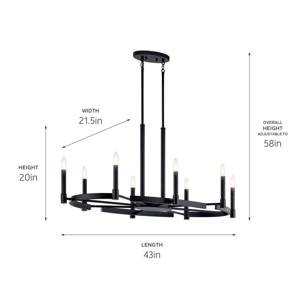 KICHLER 52429BK Tolani 8 Light Oval Chandelier Black