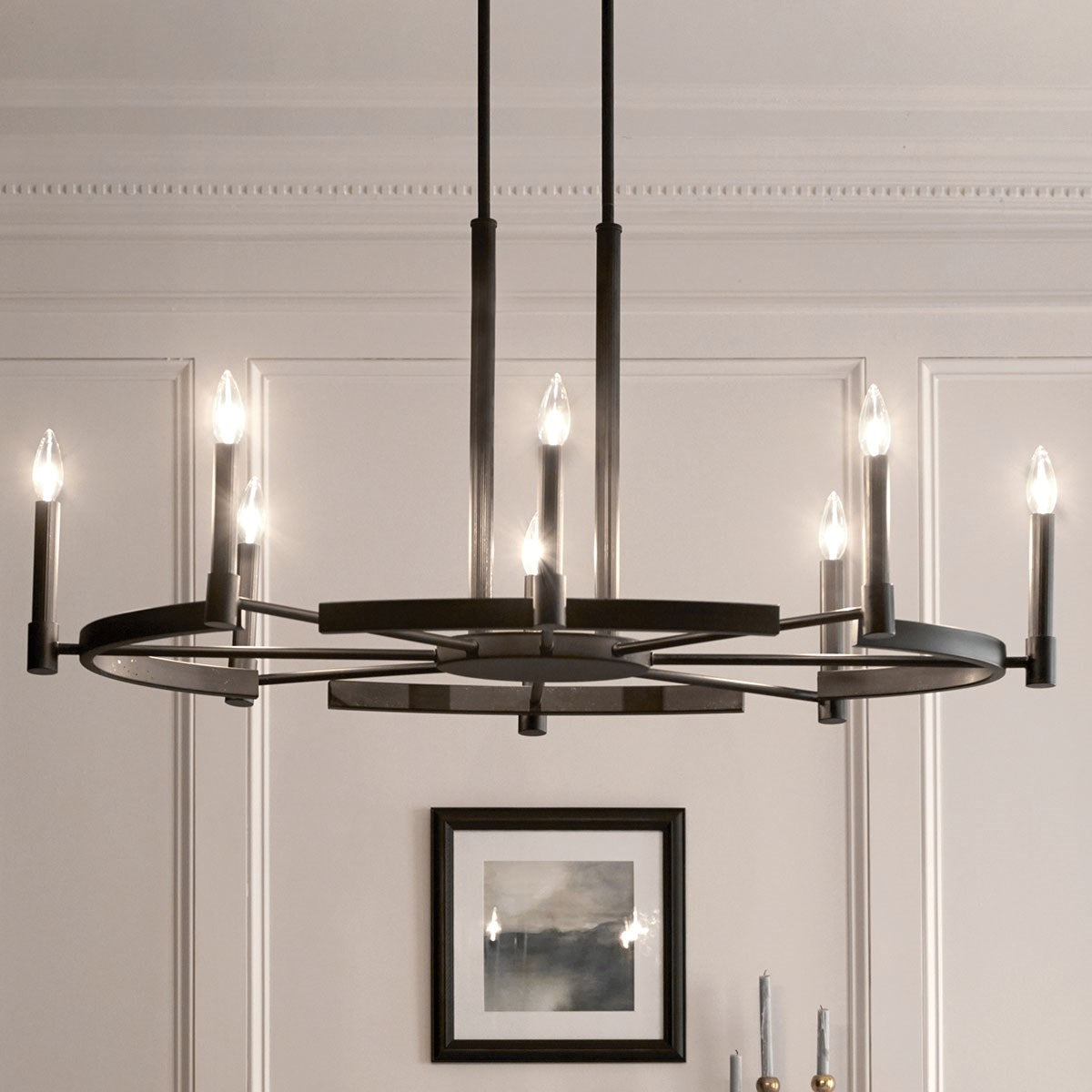 KICHLER 52429BK Tolani 8 Light Oval Chandelier Black