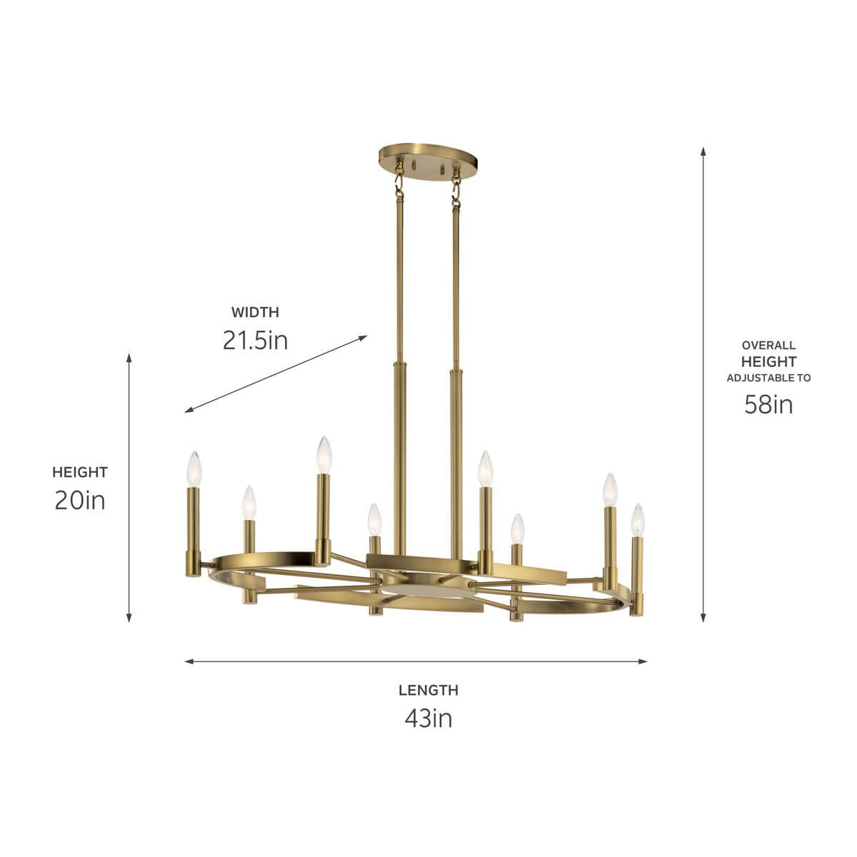 KICHLER 52429BNB Tolani 8 Light Oval Chandelier Brushed Natural Brass