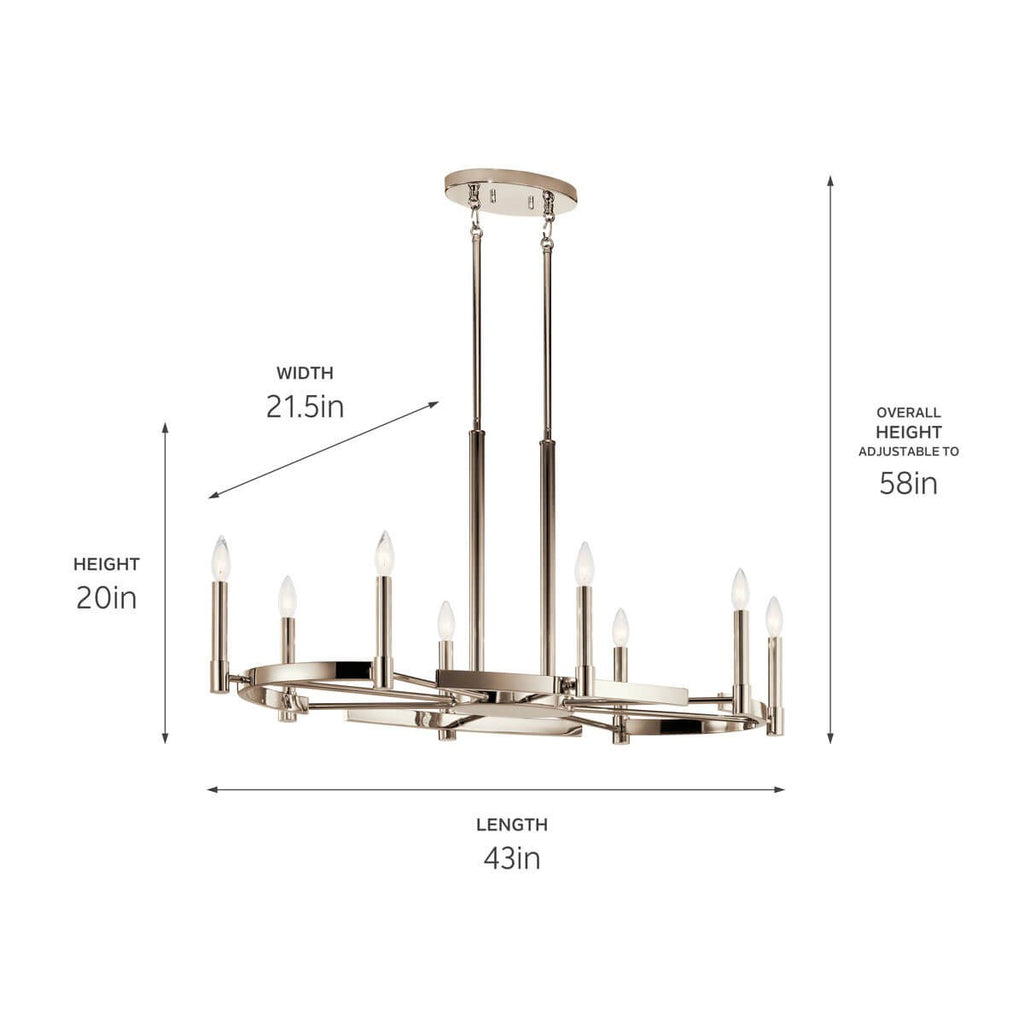 KICHLER 52429PN Tolani 8 Light Oval Chandelier Polished Nickel