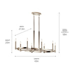 KICHLER 52429PN Tolani 8 Light Oval Chandelier Polished Nickel