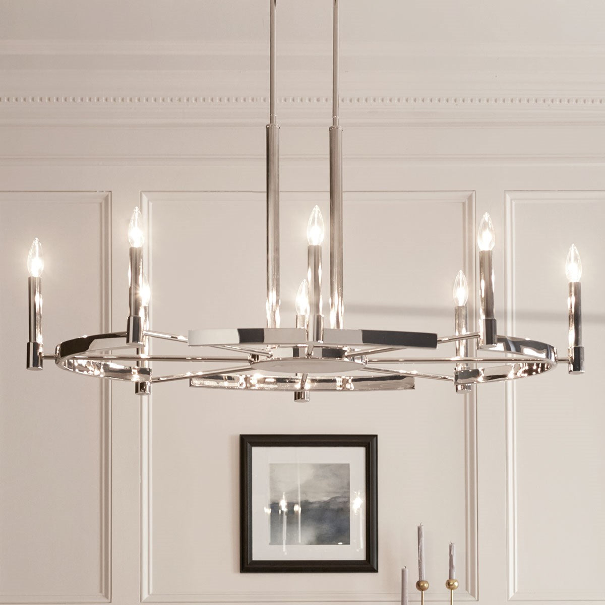 KICHLER 52429PN Tolani 8 Light Oval Chandelier Polished Nickel