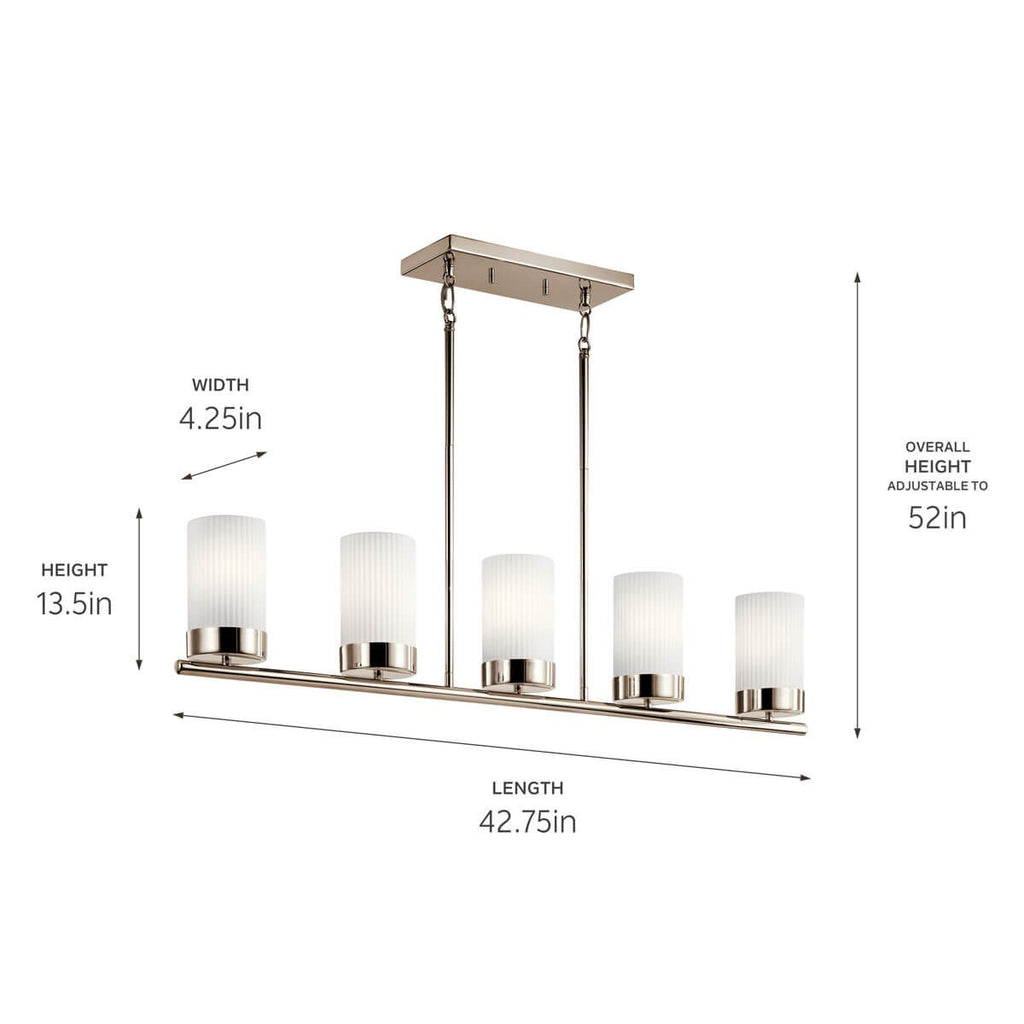 KICHLER 52430PN Ciona Five Light Linear Chandelier Polished Nickel