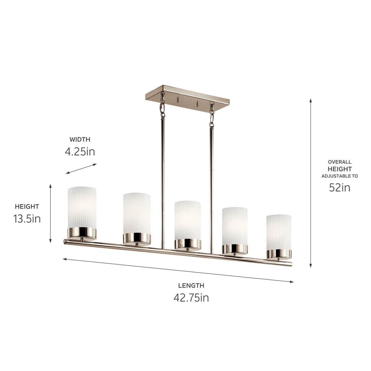KICHLER 52430PN Ciona Five Light Linear Chandelier Polished Nickel