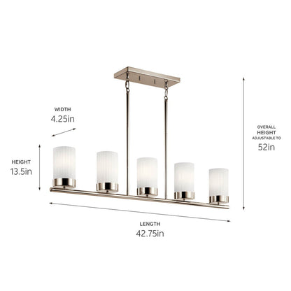 KICHLER 52430PN Ciona Five Light Linear Chandelier Polished Nickel