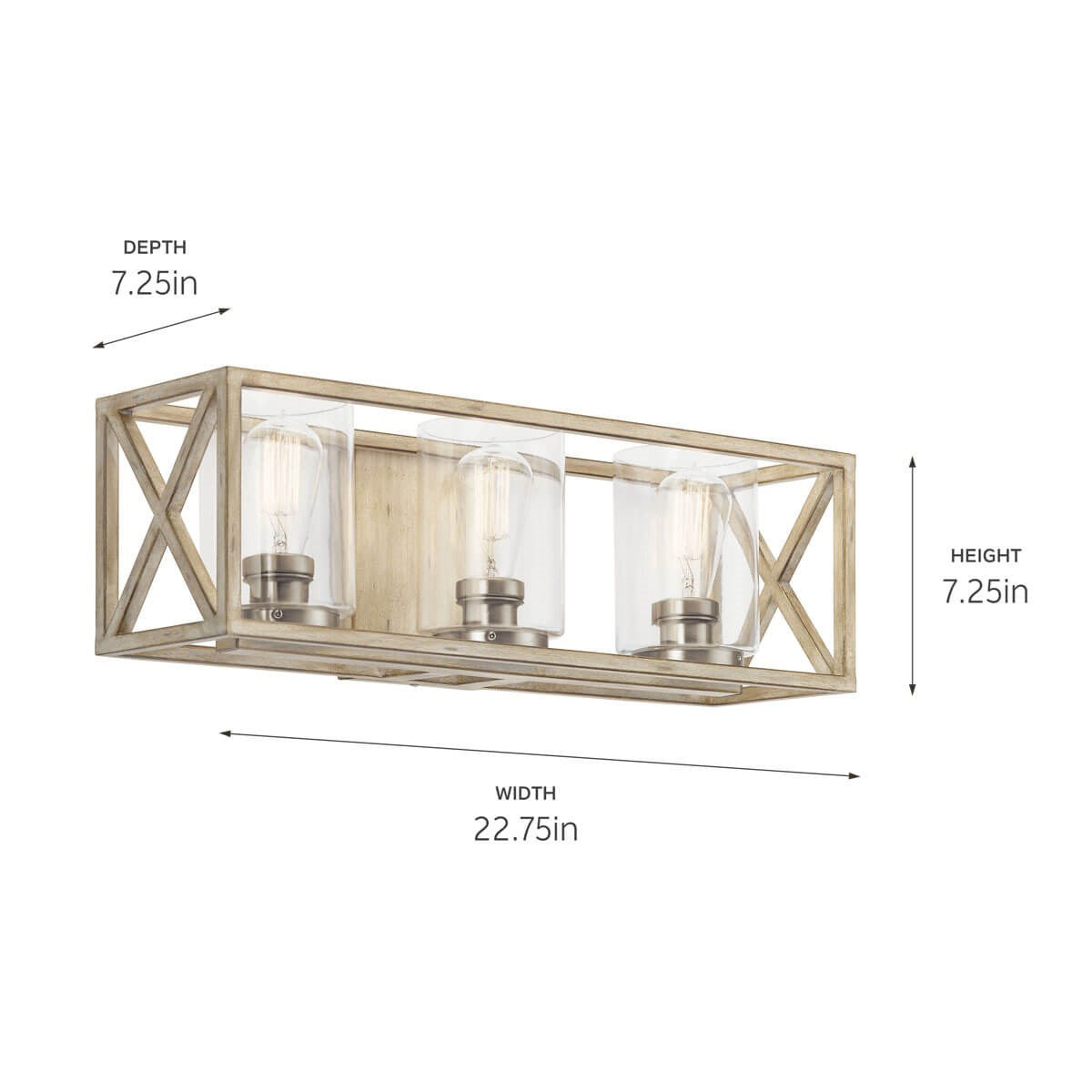 KICHLER 55065DAW Moorgate Three Light Bath Distressed Antique White