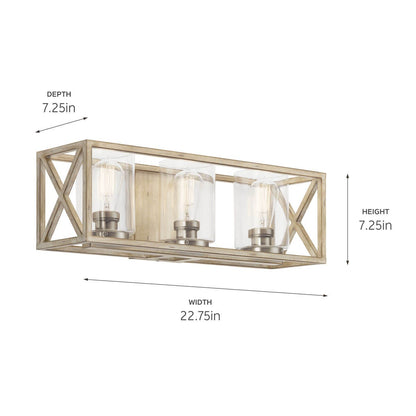 KICHLER 55065DAW Moorgate Three Light Bath Distressed Antique White