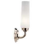 KICHLER 55073PN Truby 11.5" 1 Light Wall Sconce With Satin Etched Cased Opal Glass Polished Nickel