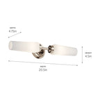 KICHLER 55074PN Truby 19.75" 2 Light Vanity Light With Satin Etched Cased Opal Glass Polished Nickel