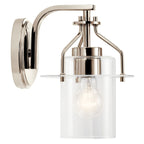 KICHLER 55077PN Everett 9.25 Inch 1 Light Wall Sconce with Clear Glass in Polished Nickel