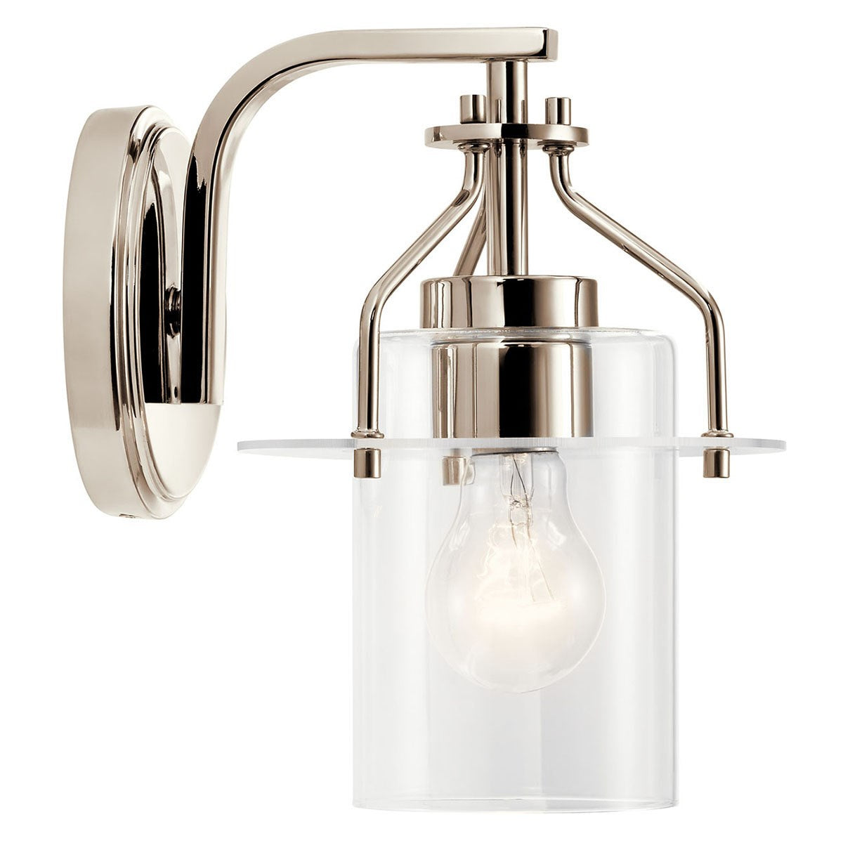 KICHLER 55077PN Everett 9.25 Inch 1 Light Wall Sconce with Clear Glass in Polished Nickel