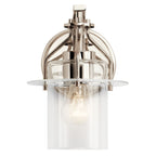 KICHLER 55077PN Everett 9.25 Inch 1 Light Wall Sconce with Clear Glass in Polished Nickel