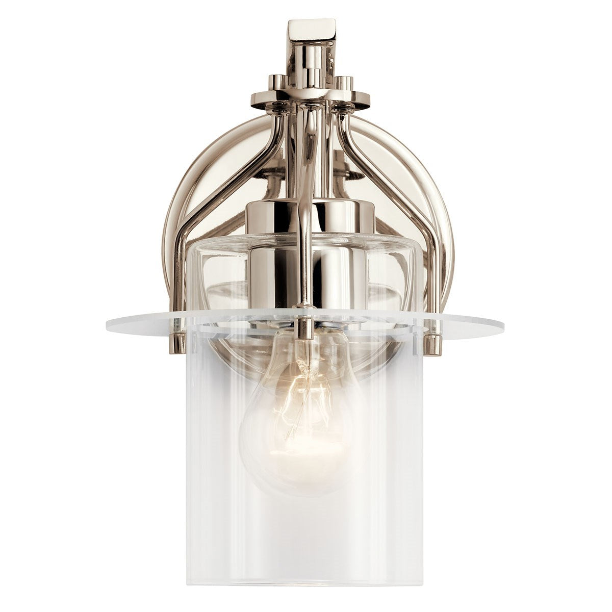 KICHLER 55077PN Everett 9.25 Inch 1 Light Wall Sconce with Clear Glass in Polished Nickel