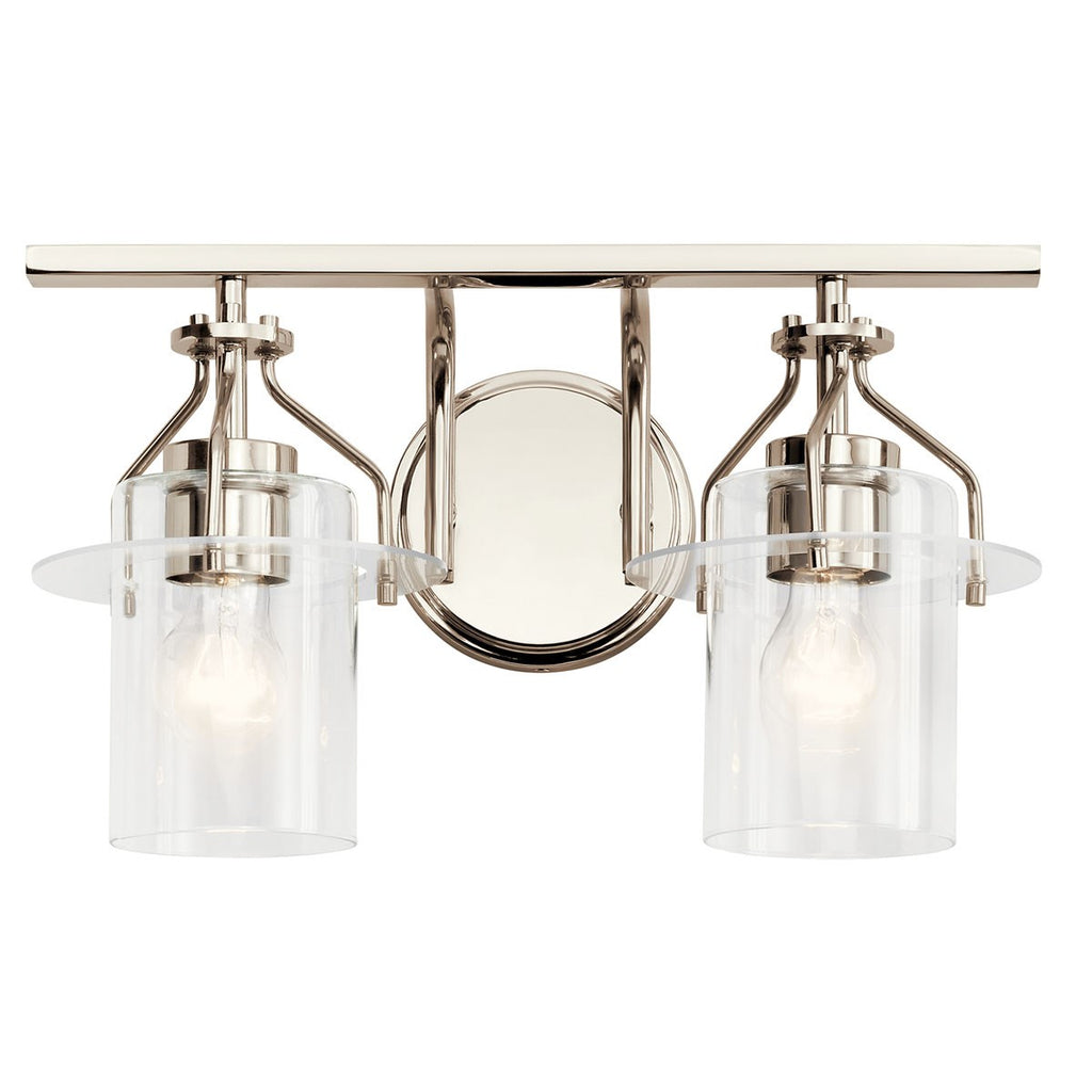 KICHLER 55078PN Everett 16 Inch 2 Light Vanity Light with Clear Glass in Polished Nickel