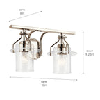 KICHLER 55078PN Everett 16 Inch 2 Light Vanity Light with Clear Glass in Polished Nickel