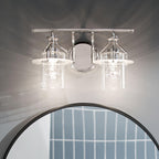 KICHLER 55078PN Everett 16 Inch 2 Light Vanity Light with Clear Glass in Polished Nickel