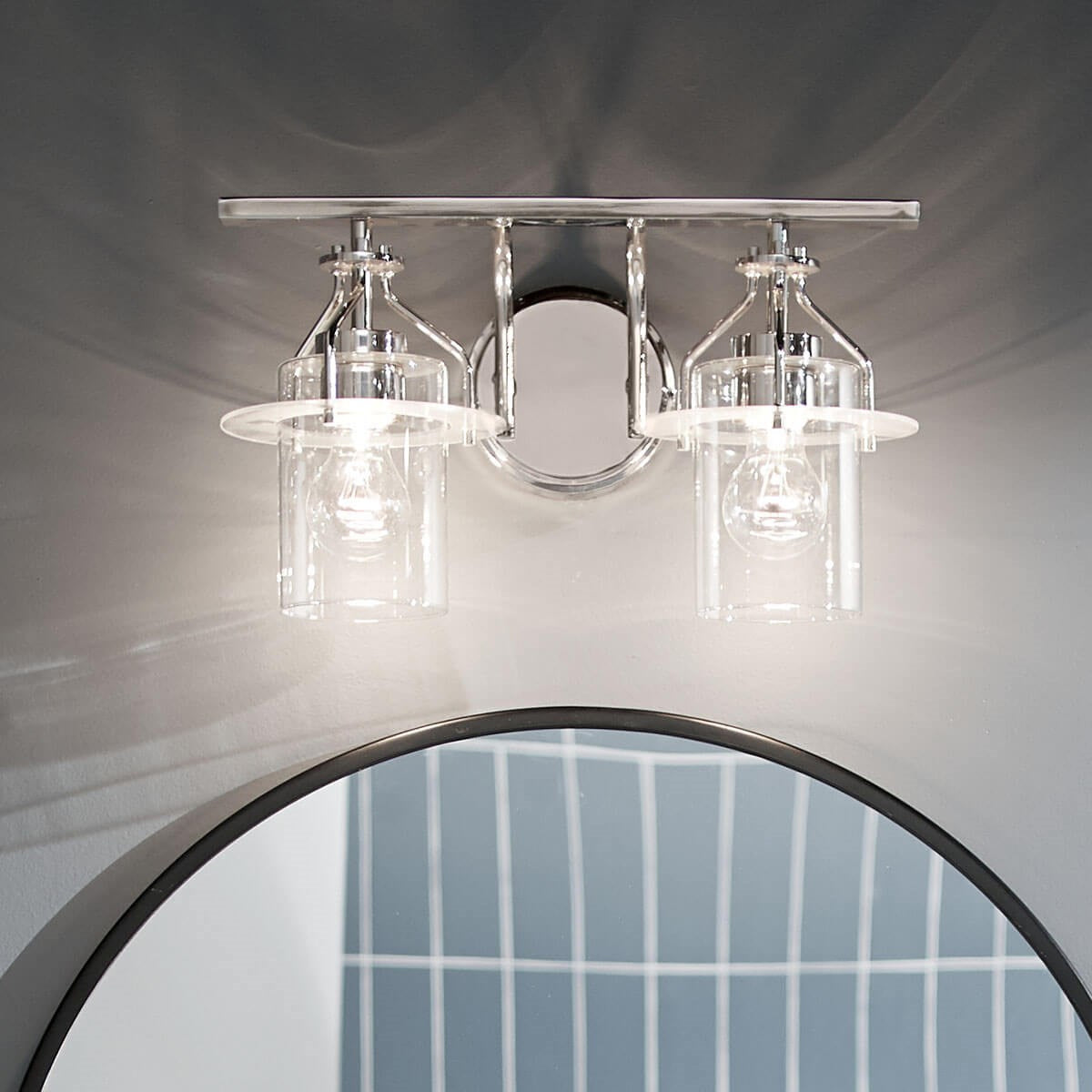 KICHLER 55078PN Everett 16 Inch 2 Light Vanity Light with Clear Glass in Polished Nickel