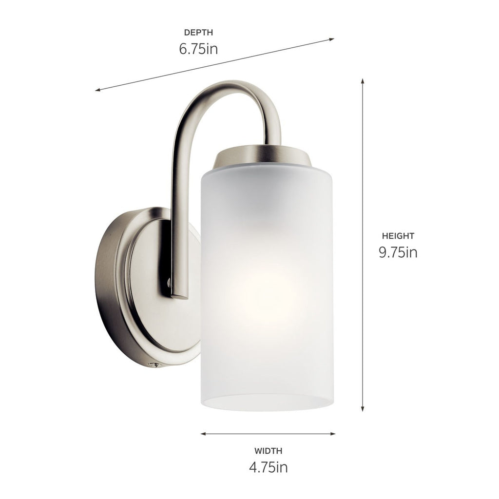 KICHLER 55085NI Kennewick Wall Sconce 1 Light - Brushed Nickel