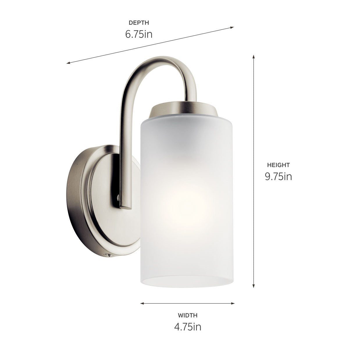 KICHLER 55085NI Kennewick Wall Sconce 1 Light - Brushed Nickel