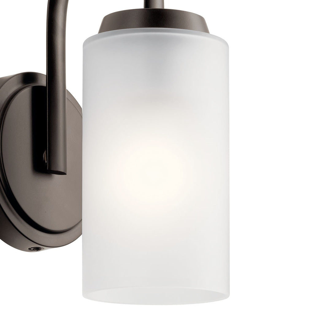 KICHLER 55085OZ Kennewick 1 Light Wall Sconce With Etched Glass Olde Bronze