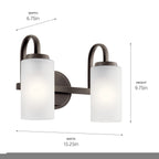 KICHLER 55086OZ Kennewick 1 Light Wall Sconce With Etched Glass Olde Bronze