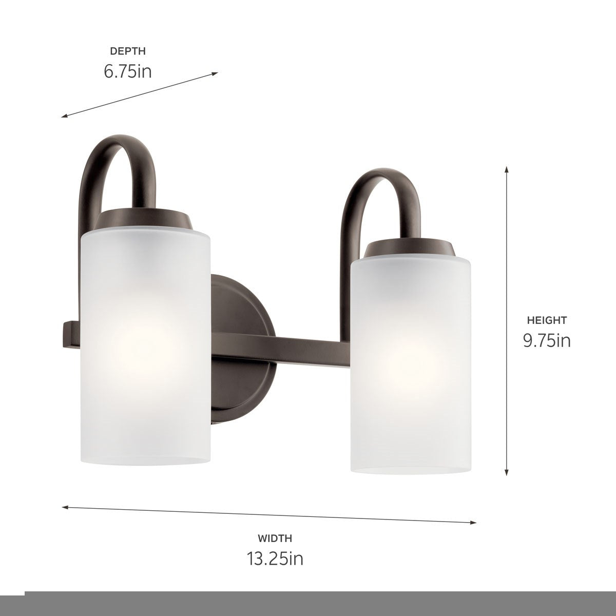 KICHLER 55086OZ Kennewick 1 Light Wall Sconce With Etched Glass Olde Bronze