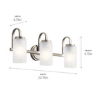 KICHLER 55087NI Kennewick 2 Light Vanity Light With Etched Glass Brushed Nickel
