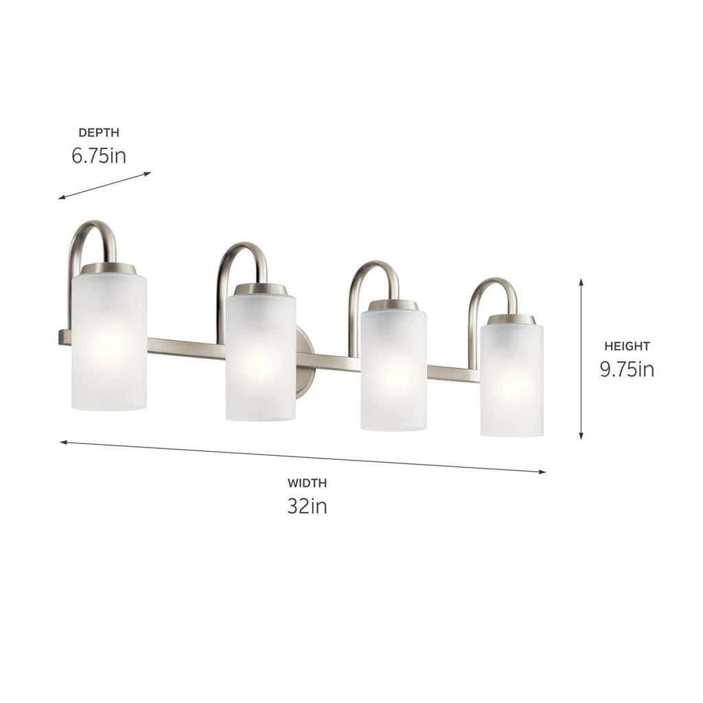 KICHLER 55088NI Kennewick 2 Light Vanity Light With Etched Glass Olde Bronze
