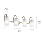 KICHLER 55088NI Kennewick 2 Light Vanity Light With Etched Glass Olde Bronze